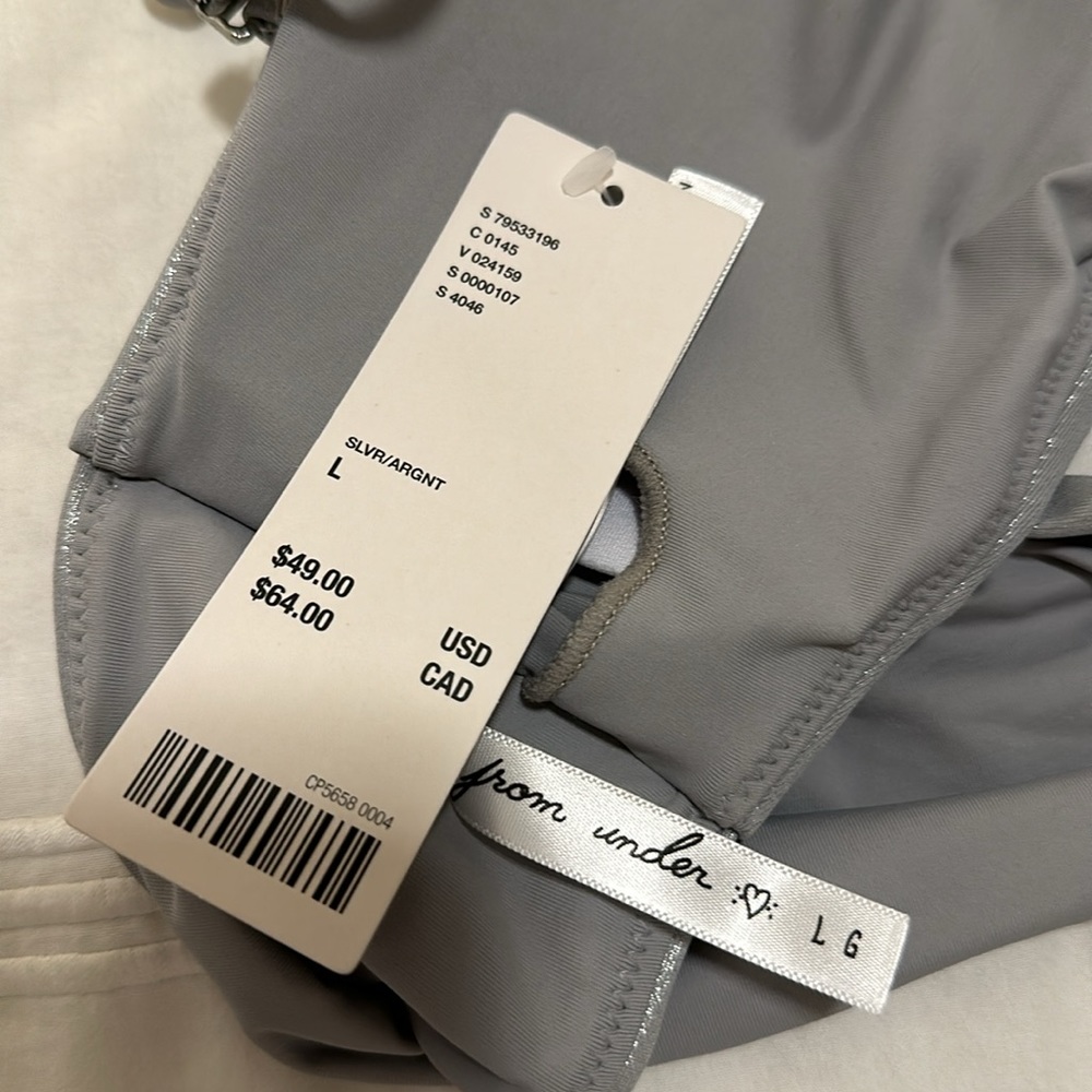 NWT UO Out From Under Isla Metallic Bandeau Bikini Set Top-Size L Bottoms-Size M - Picture 7 of 16